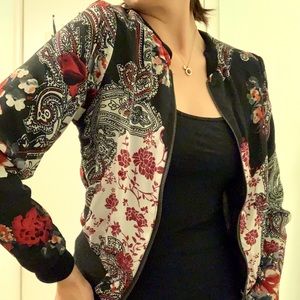 Black floral bomber Jacket